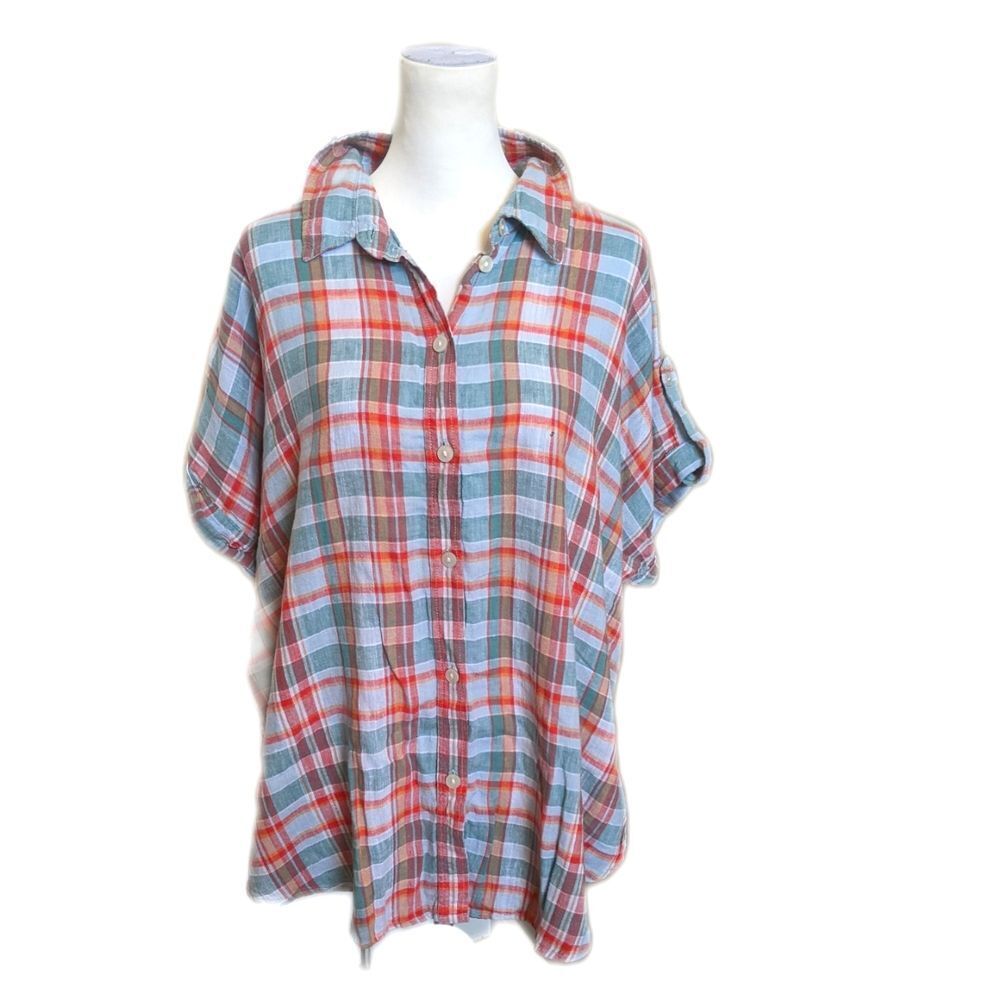 5/$55 American Eagle Outfitters NWT oversized button down plaid blouse S